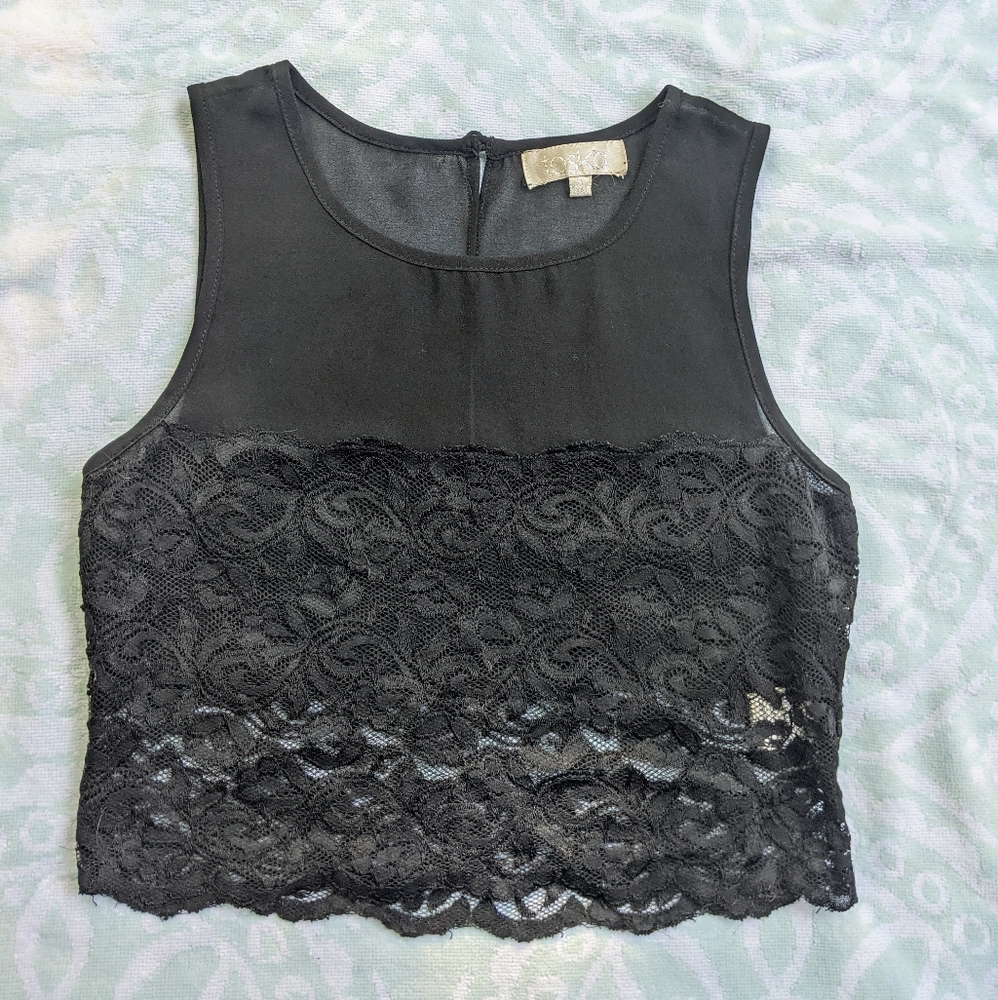Black lace crop top